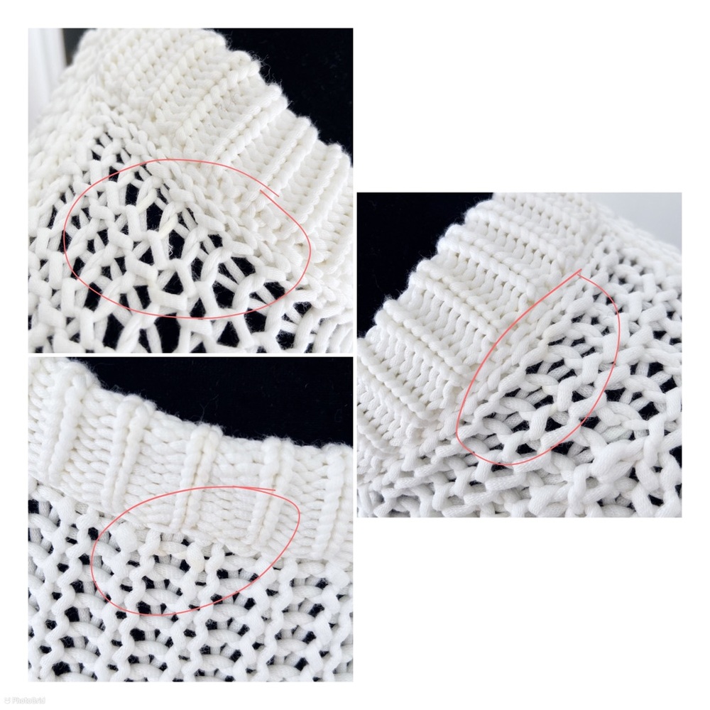 ❤️SOLD NWT Vince White Chunky Knit Slit Hem Crew Neck Cotton Blend Sweater M - Picture 8 of 8
